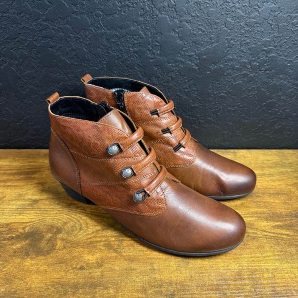Remonte R8916404690 Brown Leather Embossed Ankle Boots Womens Size 40 US 9